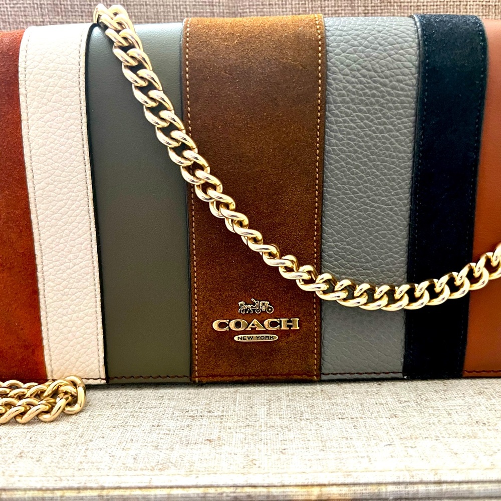 Coach suede chain shoulder bag